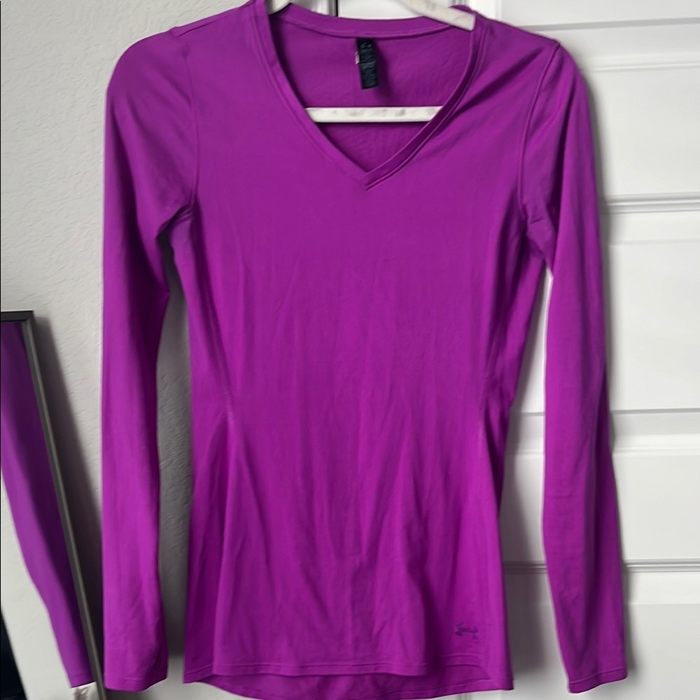 Under Armour Fitted Pink and Purple Long Sleeve Tee